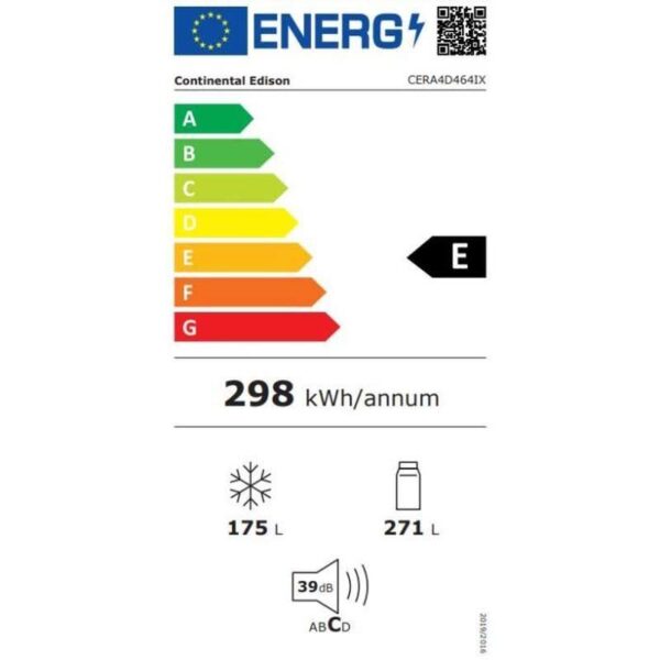 Technocuisin Réfrigérateur CERA4D464IX 4 portes avec distributeur d'eau - 464L - total No Frost - L79 cm x H 180 cm – Image 4